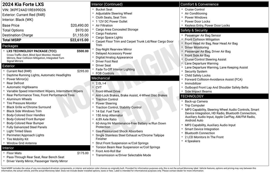 Certified 2024 Kia Forte LXS w/ LXS Technology Package FWD image 33