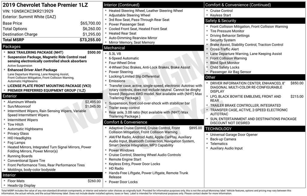 Used 2019 Chevrolet Tahoe Premier w/ Max Trailering Package AWD/4WD image 38