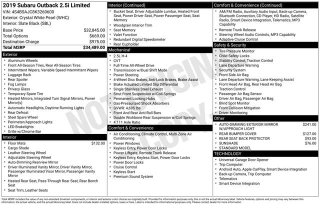 Used 2019 Subaru Outback 2.5i Limited image 12