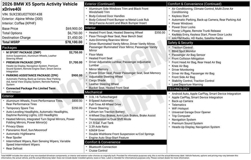 New 2026 BMW X5 xDrive40i w/ M Sport Package image 2