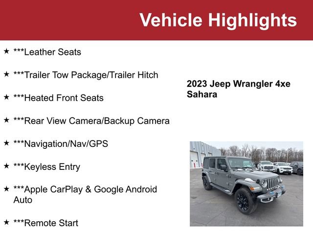 Used 2023 Jeep Wrangler Sahara 4xe w/ Cold Weather Group image 2