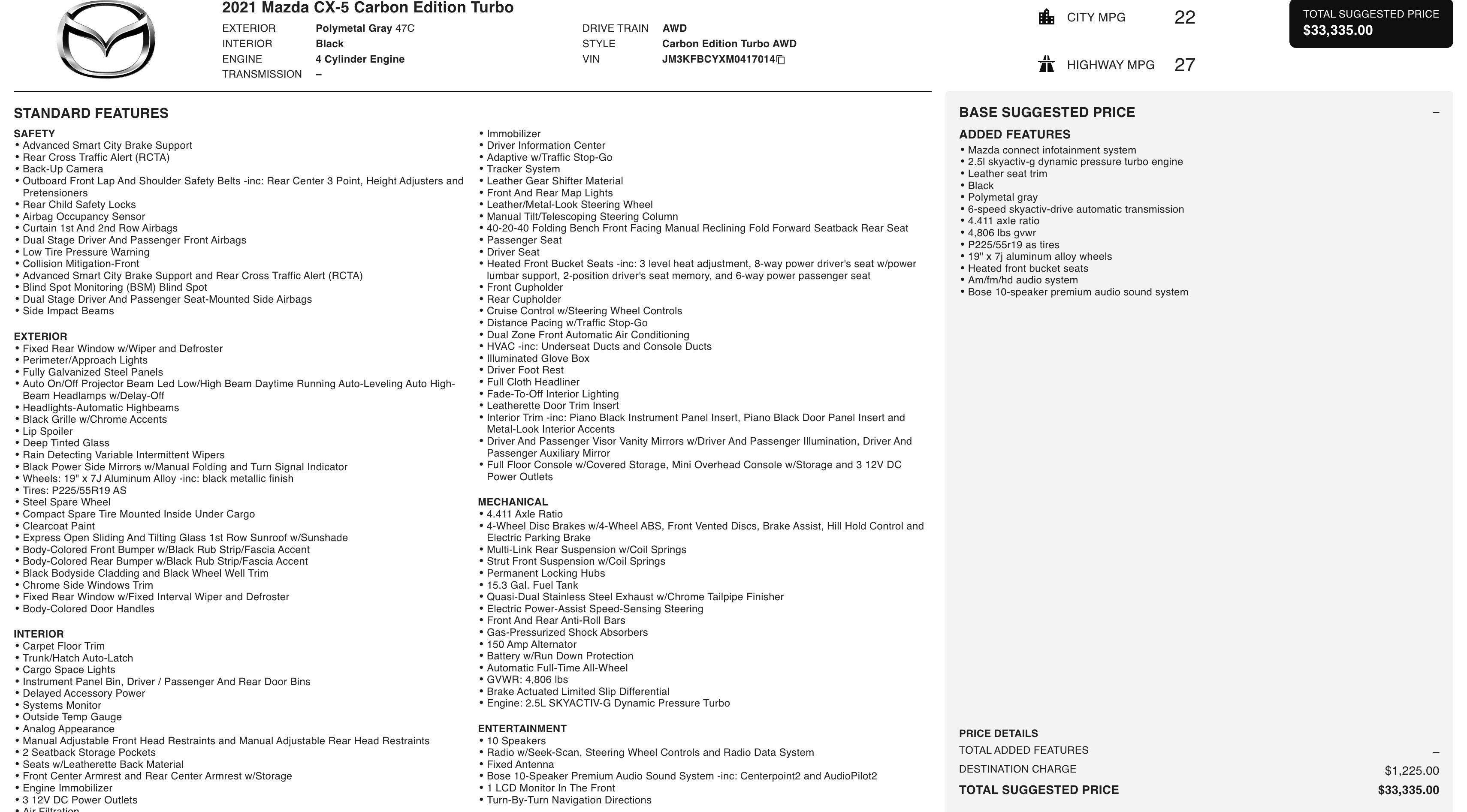 Used 2021 MAZDA CX-5 Carbon Edition image 5