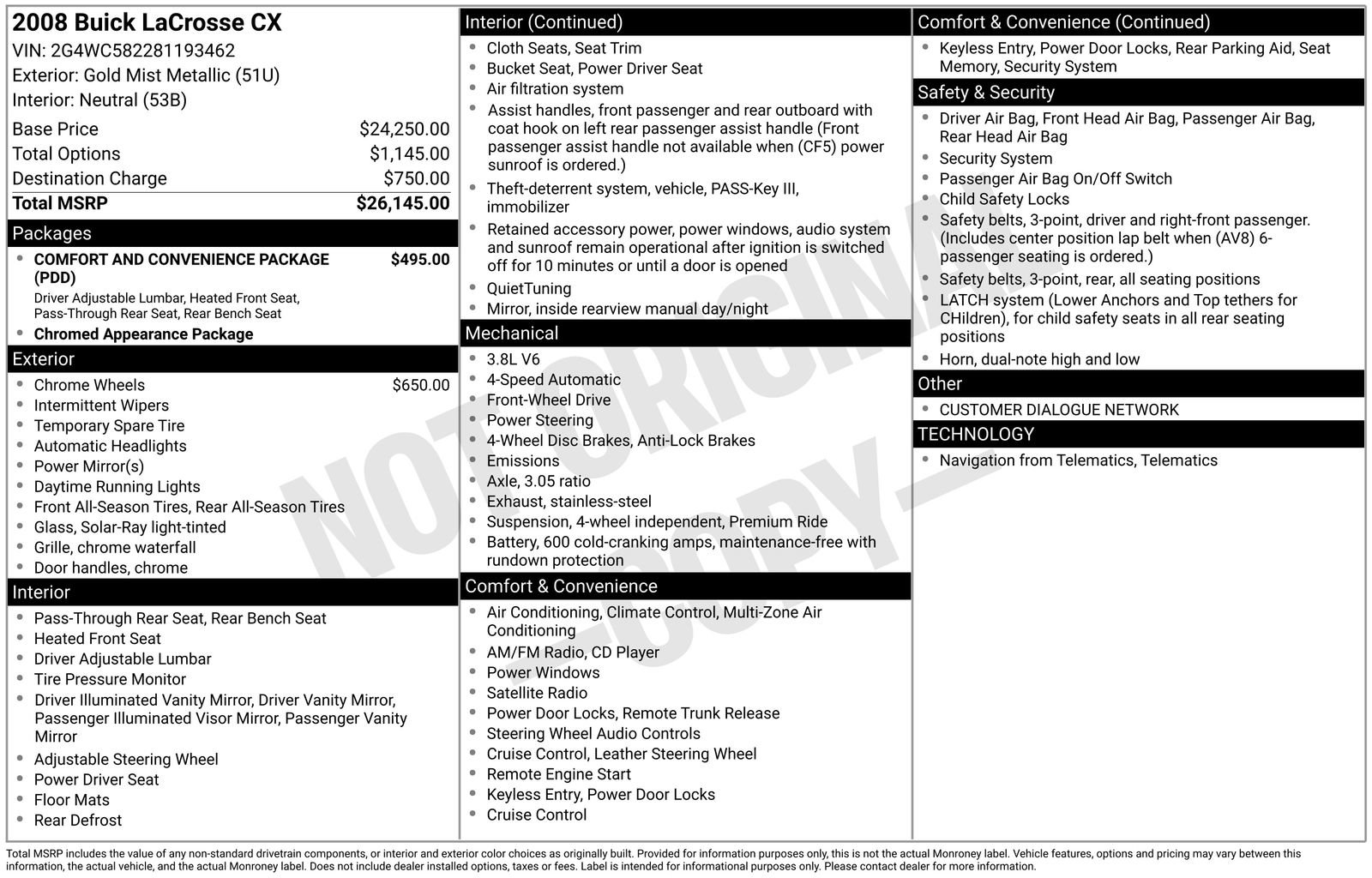 Used 2008 Buick LaCrosse CX image 4