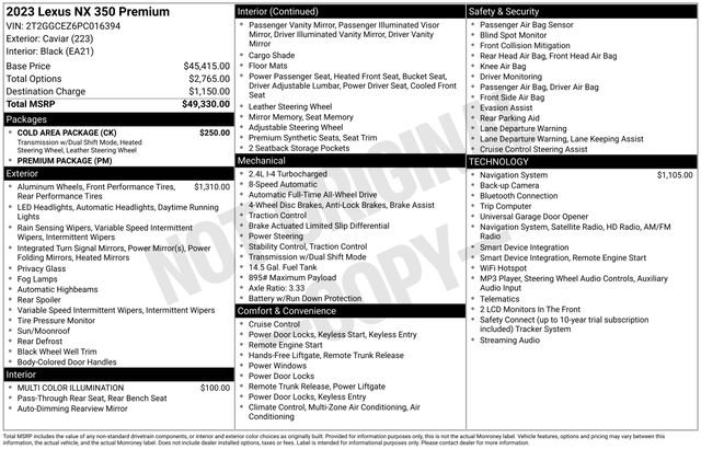 Certified 2023 Lexus NX 350 AWD w/ Cold Area Package image 38