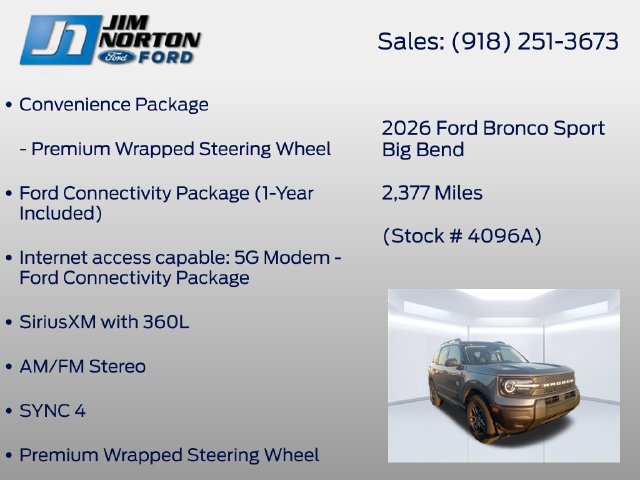 Certified 2026 Ford Bronco Sport Big Bend w/ Convenience Package AWD/4WD image 14
