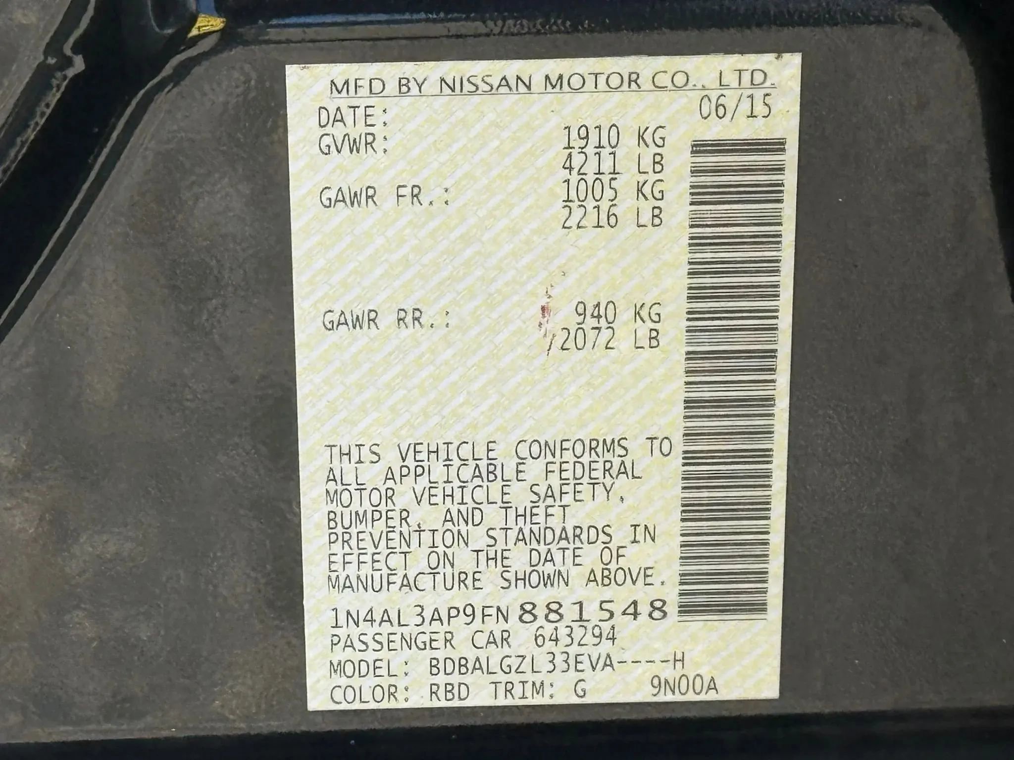 Used 2015 Nissan Altima 2.5 S w/ Power Driver Seat Package FWD image 31