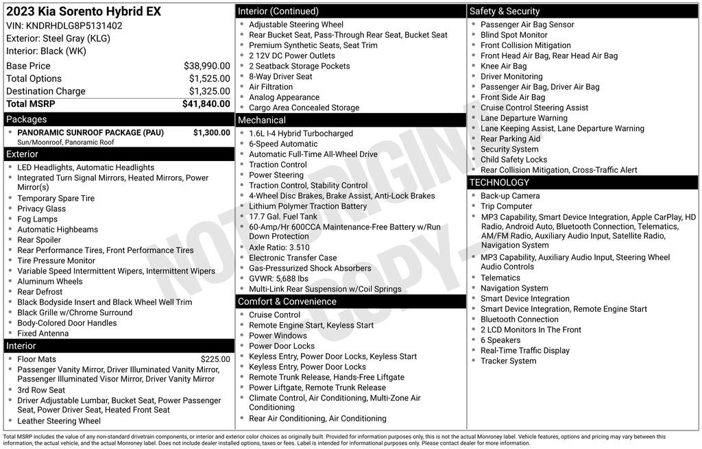 Certified 2023 Kia Sorento EX w/ Panoramic Sunroof Package AWD/4WD image 7