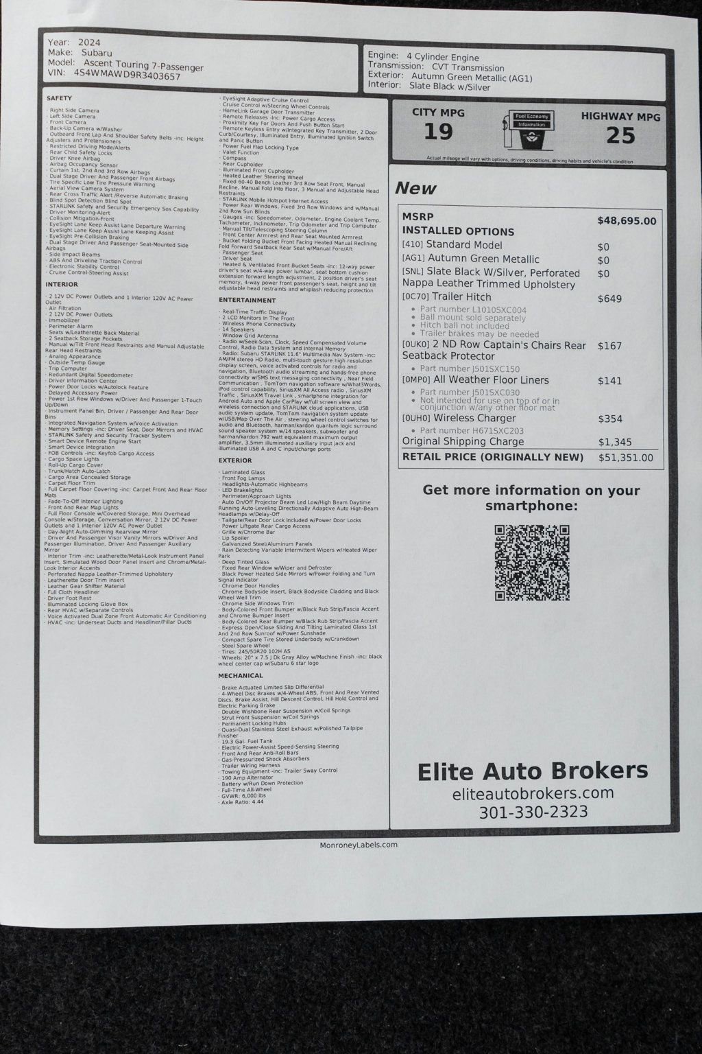 Used 2024 Subaru Ascent Touring AWD/4WD image 51