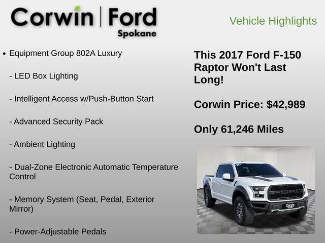 Used 2017 Ford F150 Raptor w/ Equipment Group 802A Luxury AWD/4WD image 18