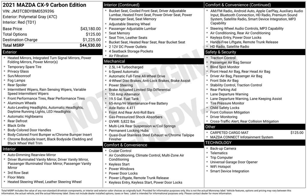 Certified 2021 MAZDA CX-9 Carbon Edition image 26