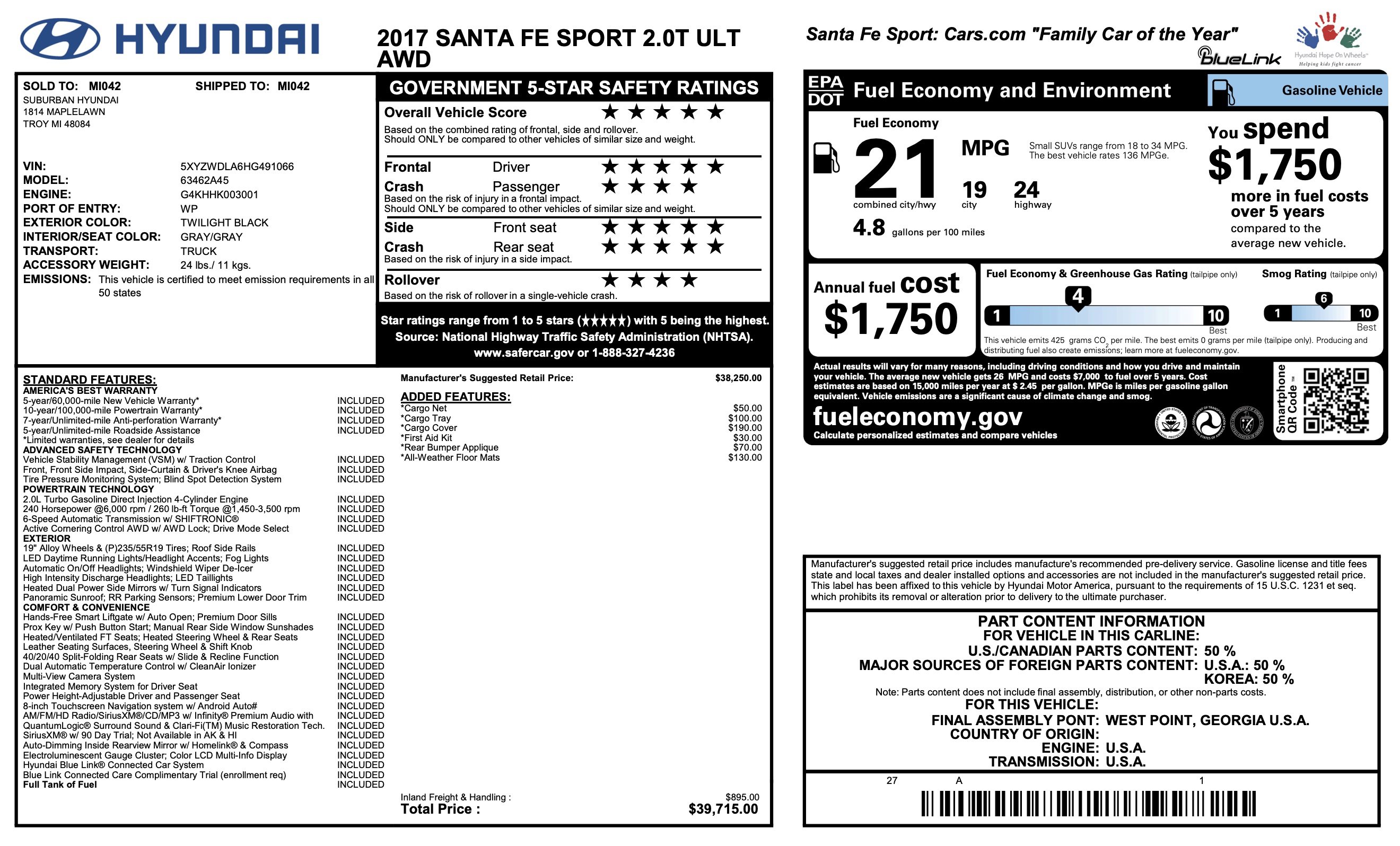 Used 2017 Hyundai Santa Fe Sport image 2