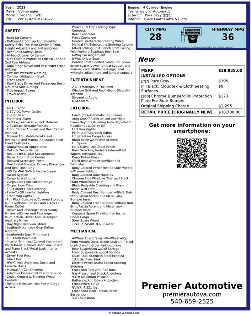 Used 2023 Volkswagen Taos SE w/ Panoramic Sunroof Package image 2