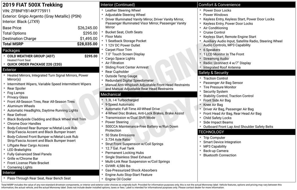 Used 2019 FIAT 500X Trekking w/ Cold Weather Group image 20