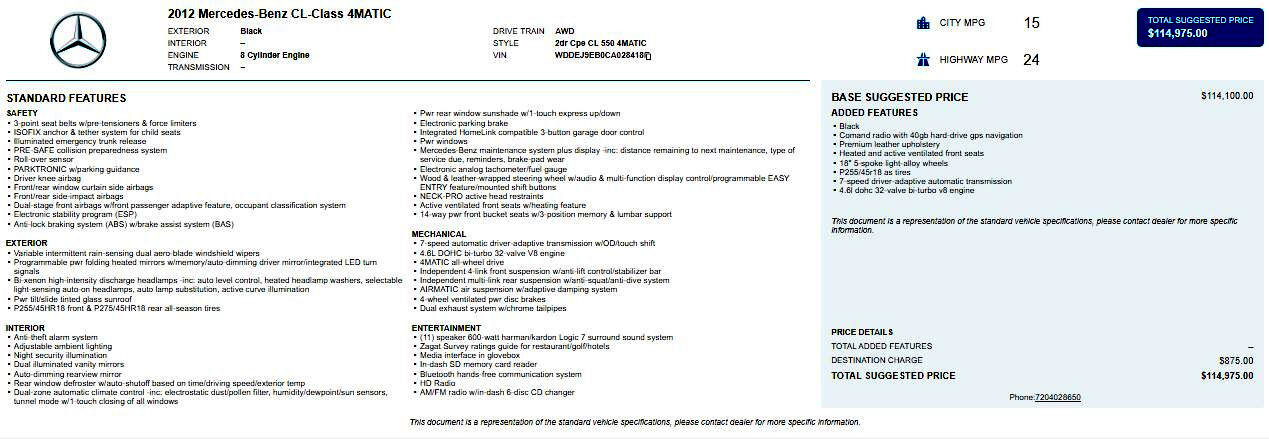 Used 2012 Mercedes-Benz CL 550 4MATIC image 2