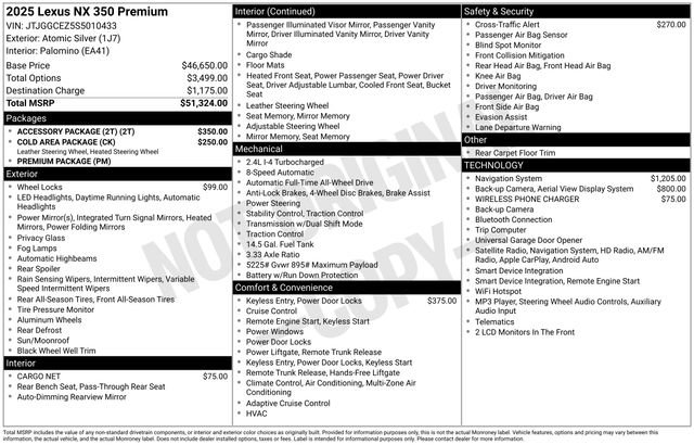 Used 2025 Lexus NX 350 AWD w/ Accessory Package (2T) image 21