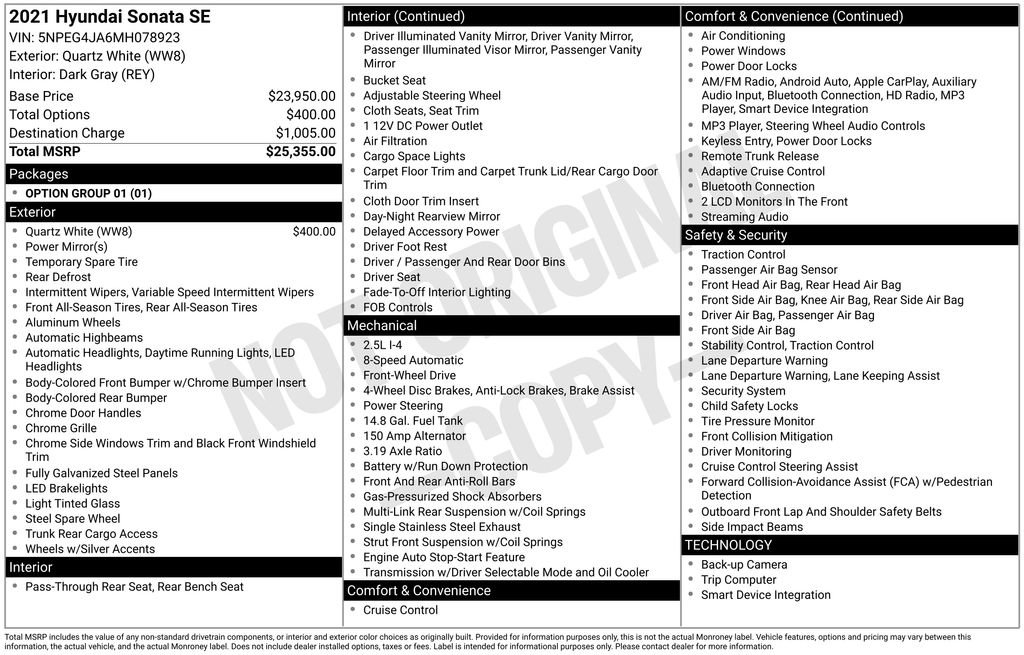 Used 2021 Hyundai Sonata SE image 32