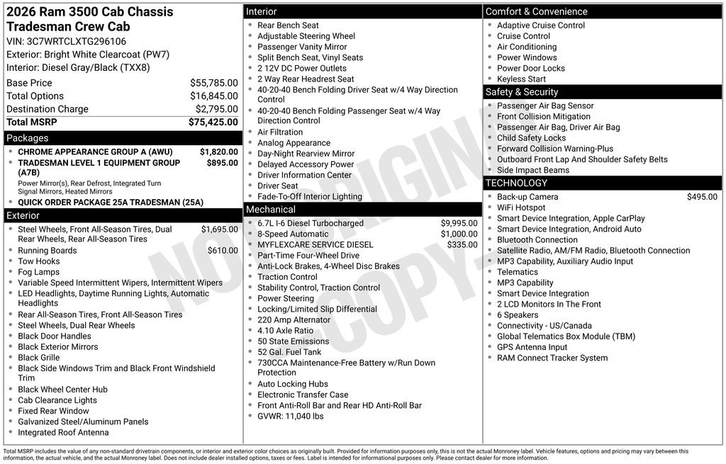 New 2026 RAM 3500 Tradesman w/ Chrome Appearance Group A AWD/4WD image 34