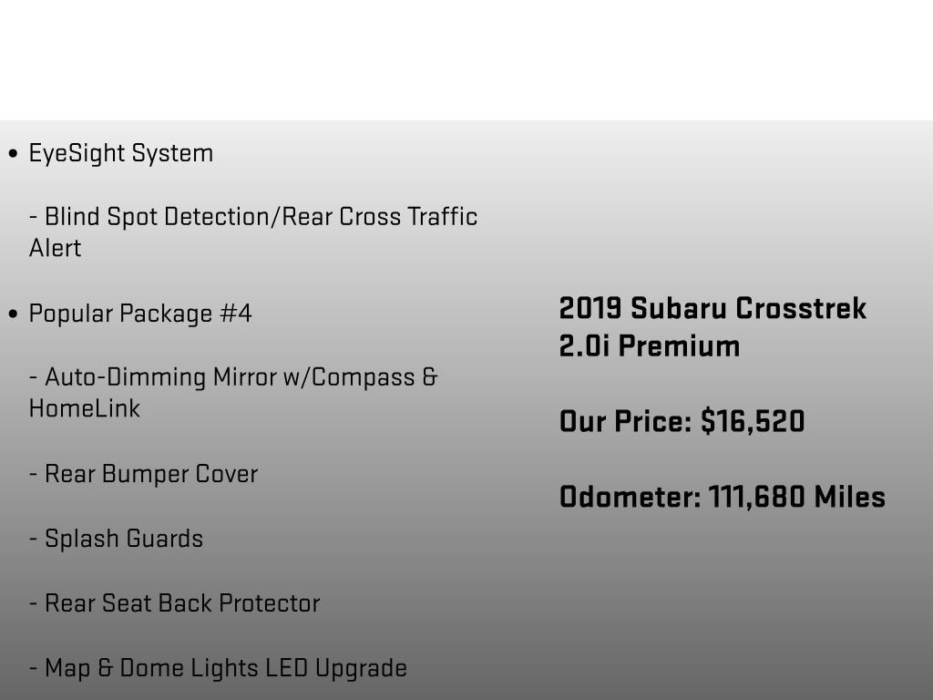 Used 2019 Subaru Crosstrek 2.0i Premium w/ Eyesight System AWD/4WD image 6