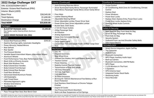Used 2022 Dodge Challenger SXT w/ Blacktop Package RWD image 46
