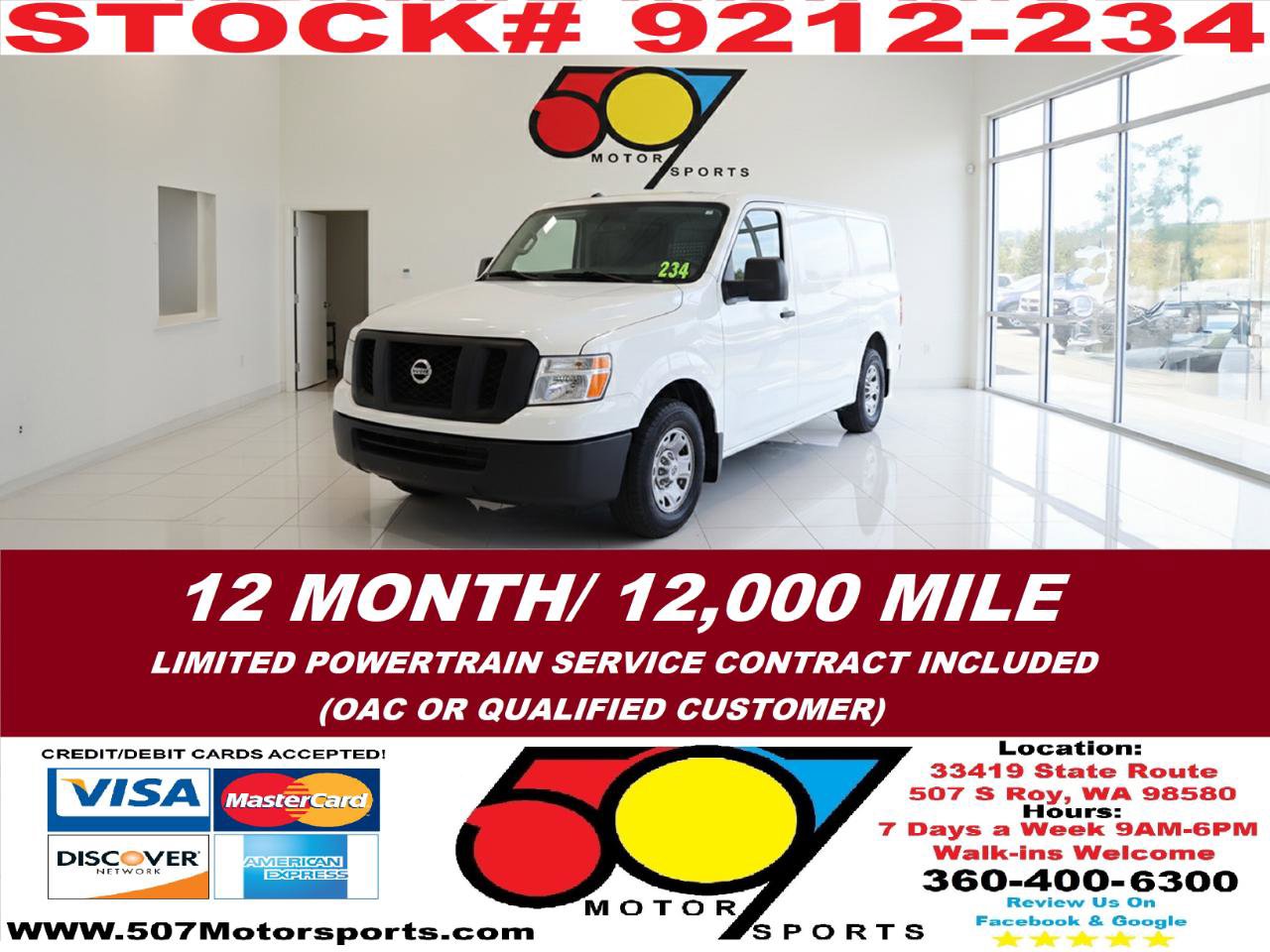 Used 2019 Nissan NV 2500 SV w/ Back Door Glass Package image 1