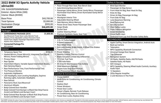 Used 2022 BMW X3 sDrive30i w/ Convenience Package RWD image 8
