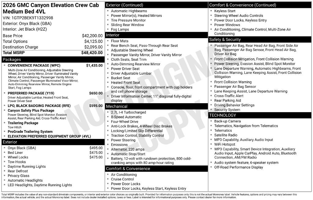 New 2026 GMC Canyon Elevation w/ Convenience Package AWD/4WD image 4