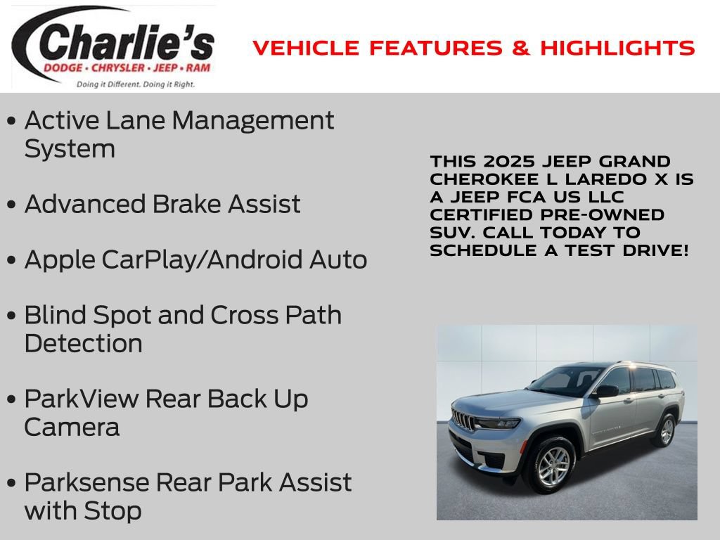 Certified 2025 Jeep Grand Cherokee L Laredo w/ Luxury Tech Group I AWD/4WD image 7