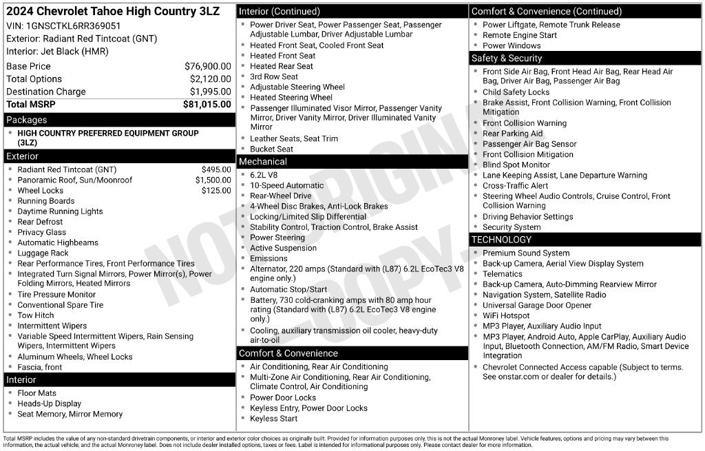 Used 2024 Chevrolet Tahoe High Country RWD image 38