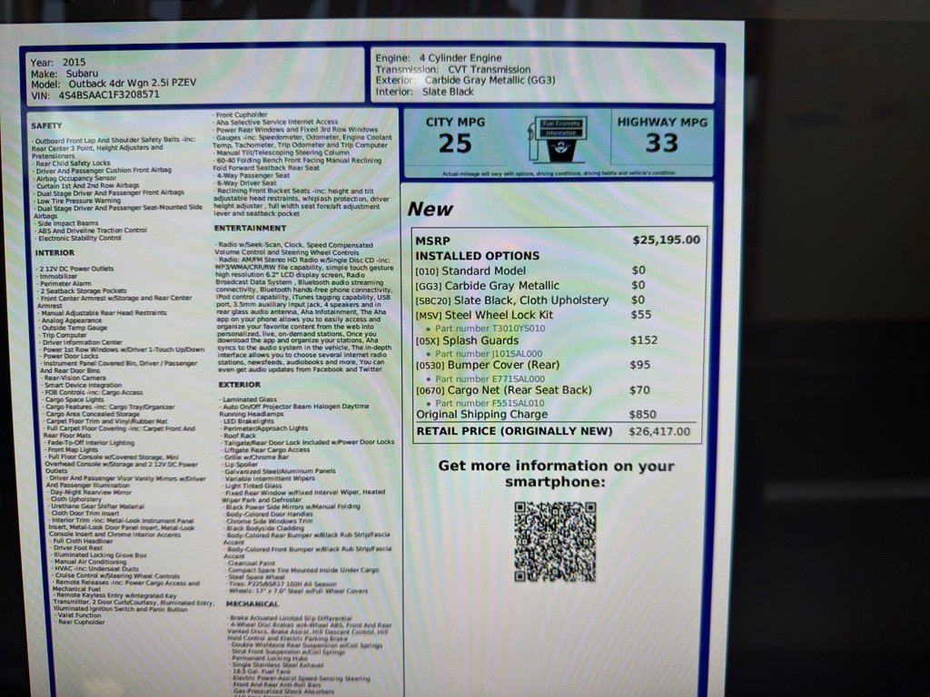 Used 2015 Subaru Outback 2.5i image 22