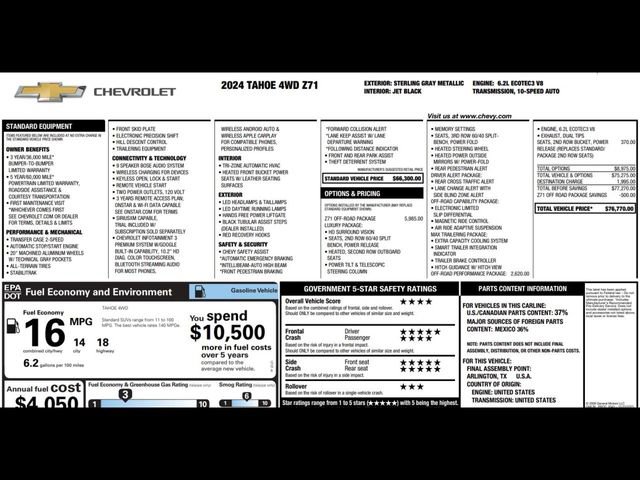 Used 2024 Chevrolet Tahoe Z71 w/ Z71 Off-Road Package AWD/4WD image 3