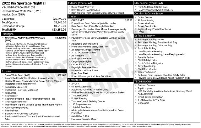 Used 2022 Kia Sportage Nightfall Edition w/ Nighfall AWD Premium Package image 30