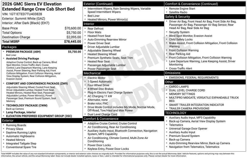 New 2026 GMC Sierra EV Elevation w/ Premium Package image 4