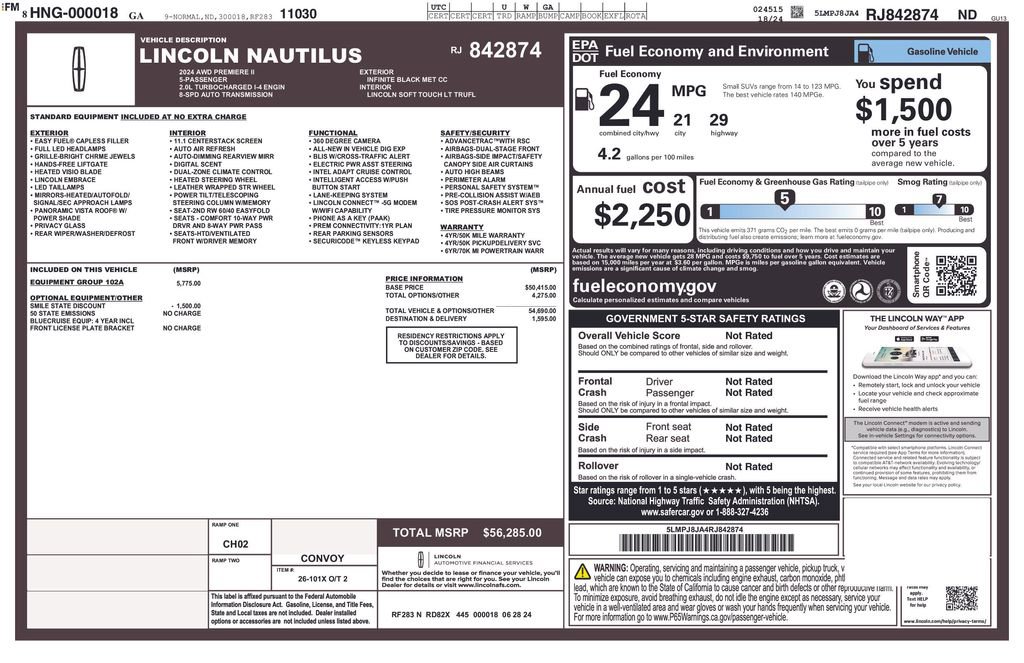Used 2024 Lincoln Nautilus Premier w/ Equipment Group 102A AWD/4WD image 35