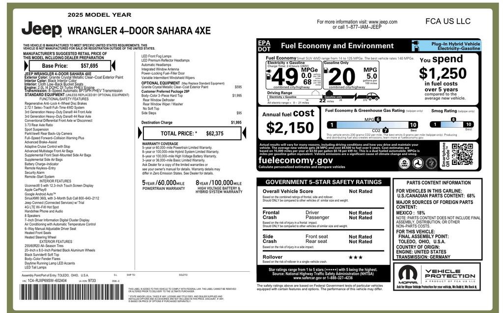 Used 2025 Jeep Wrangler Unlimited Sahara AWD/4WD image 4