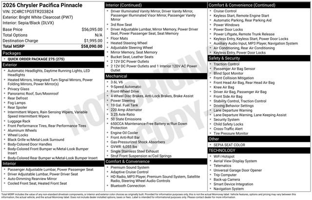 New 2026 Chrysler Pacifica Pinnacle FWD image 27