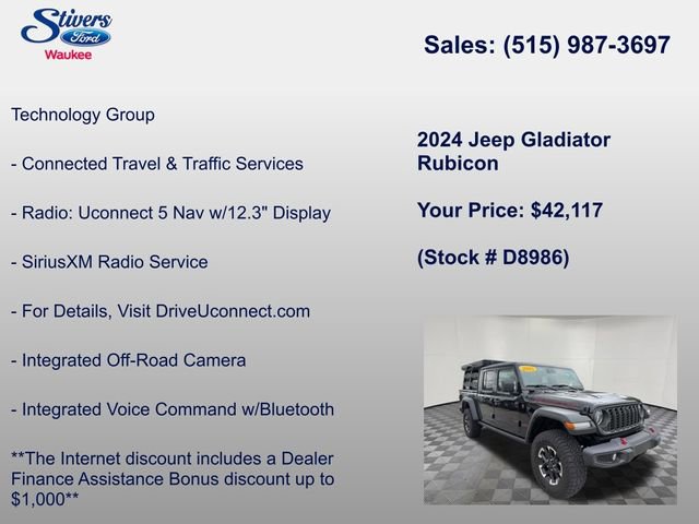 Used 2024 Jeep Gladiator Rubicon w/ Technology Group AWD/4WD image 27