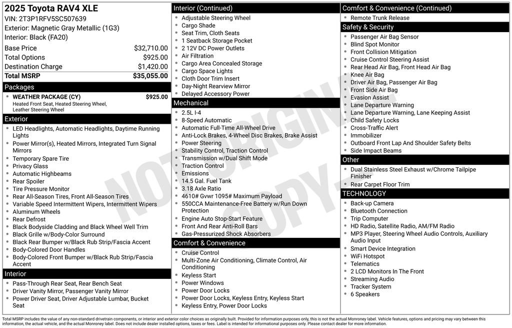Used 2025 Toyota RAV4 XLE w/ Weather Package AWD/4WD image 3