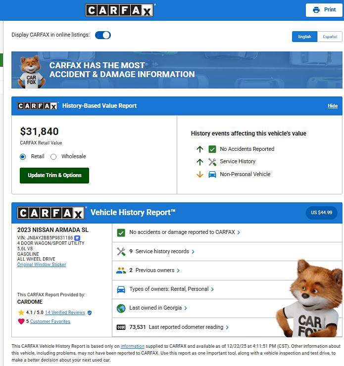 Used 2023 Nissan Armada SL w/ Captain's Chairs Package image 8