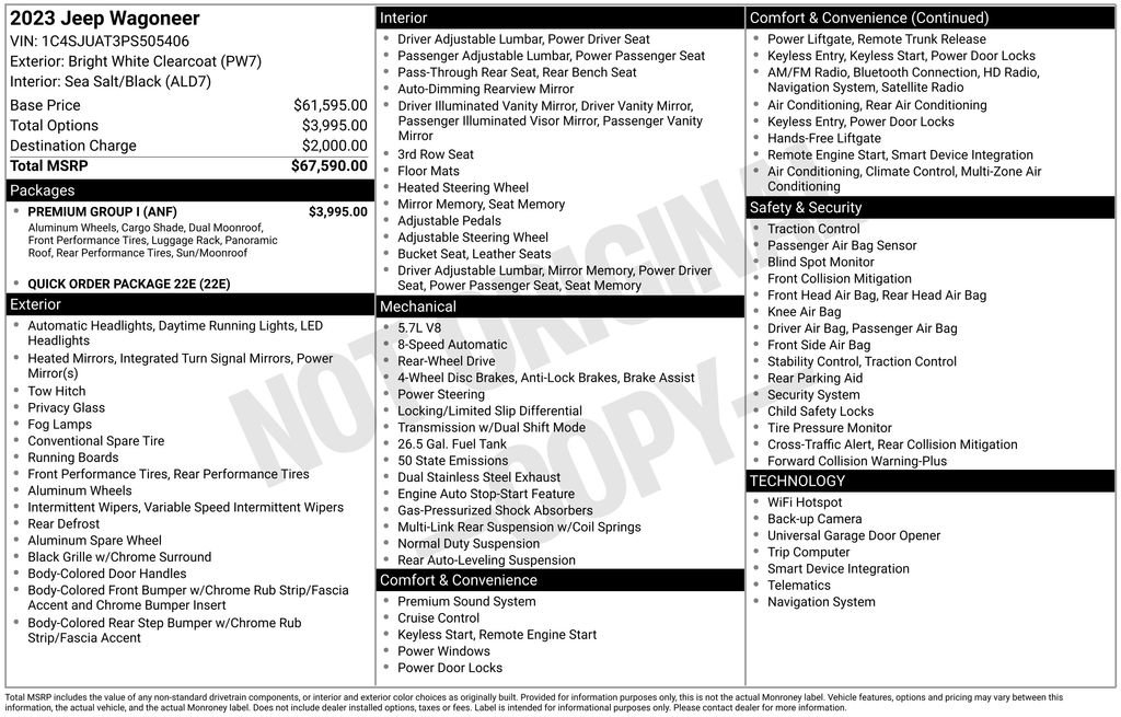 Used 2023 Jeep Wagoneer 2WD w/ Premium Group I image 6