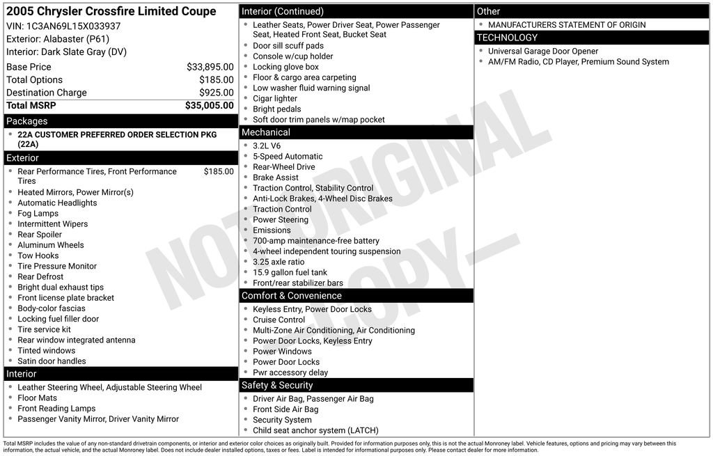 Used 2005 Chrysler Crossfire Limited RWD image 3