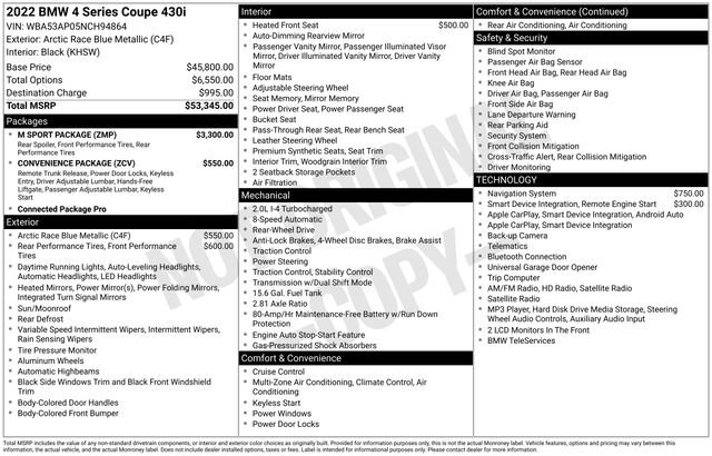Used 2022 BMW 430i Coupe w/ M Sport Package RWD image 44