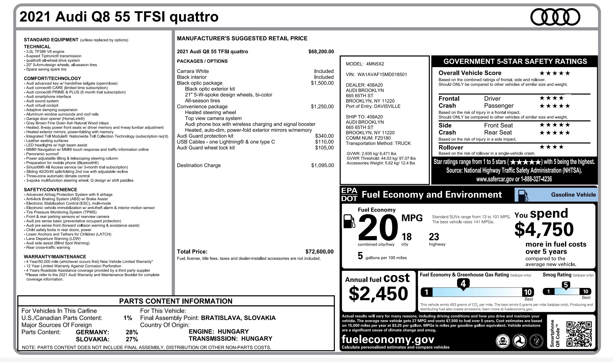Used 2021 Audi Q8 Premium w/ Black Optic Package image 2