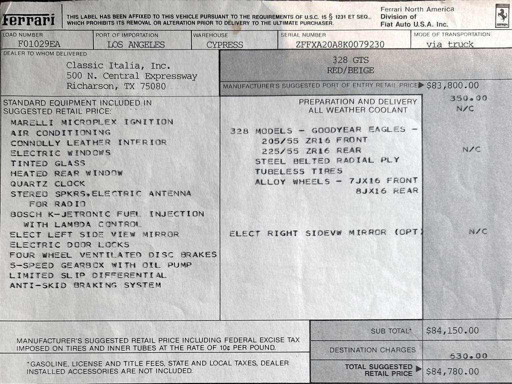 Used 1989 Ferrari 328 GTS RWD image 3