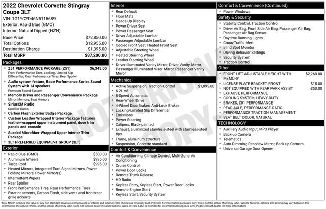 Used 2022 Chevrolet Corvette Stingray Premium Cpe w/ Z51 Performance Package image 38