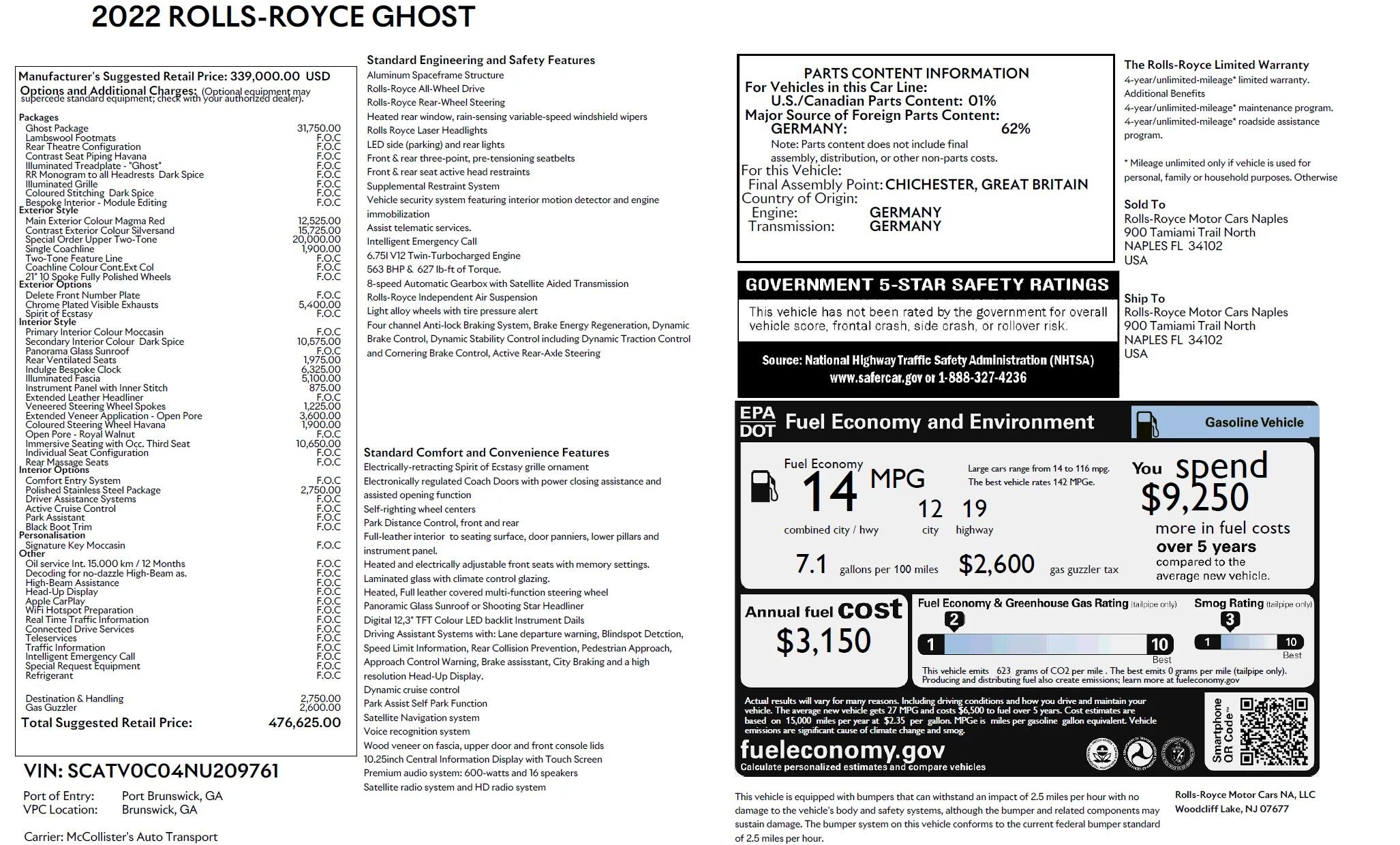Used 2022 Rolls-Royce Ghost w/ Ghost Package AWD/4WD image 5