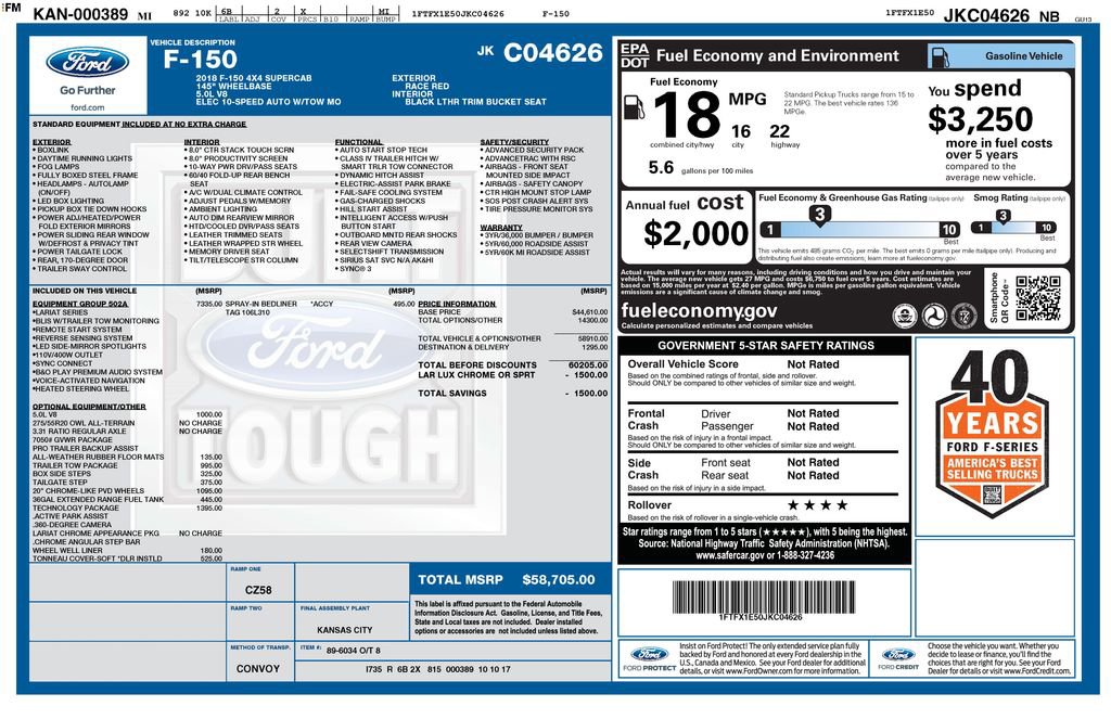 Used 2018 Ford F150 Lariat w/ Equipment Group 502A Luxury image 35