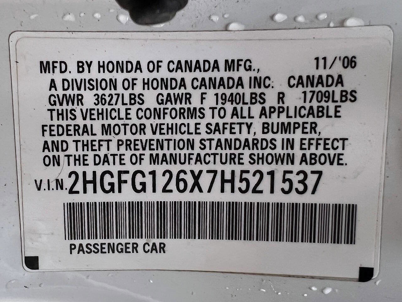 Used 2007 Honda Civic LX image 9