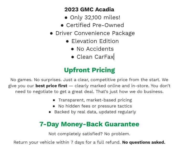 Certified 2023 GMC Acadia SLE w/ Driver Convenience Package image 2