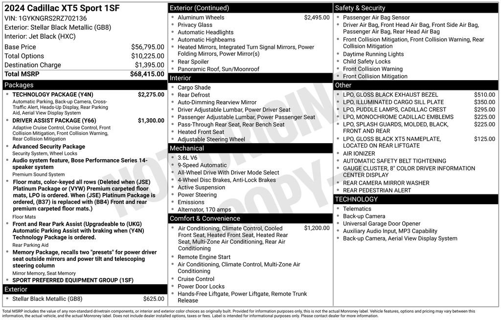 Used 2024 Cadillac XT5 Sportv w/ Technology Package AWD/4WD image 62