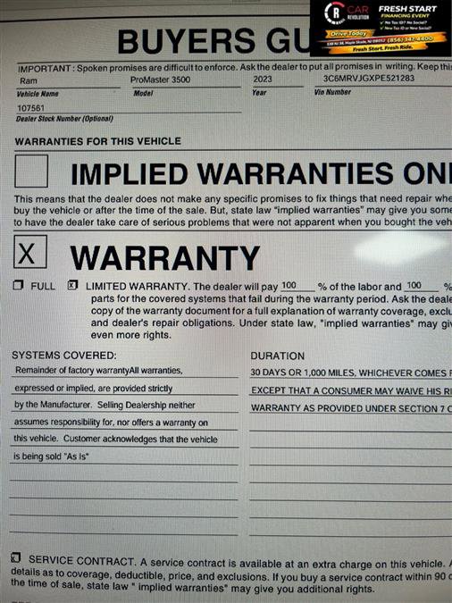 Used 2023 RAM ProMaster 3500 image 11